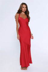 Spotlight Energy Satin Maxi Dress Red