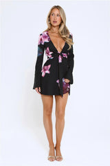 Twilight Bloom Dream Long Sleeve Mini Dress Floral