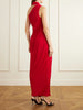 Draped halterneck jersey maxi dress