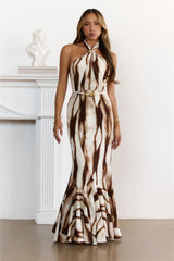 Wild Soul Halter Maxi Dress Brown