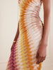 Striped ruched crochet-knit maxi dress