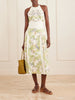Balsa Anhelo embellished printed halterneck linen maxi dress