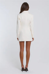 Preppy Perfection Long Sleeve Tailored Mini Dress Cream