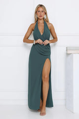 Effortless Elegance Halter Maxi Dress Green