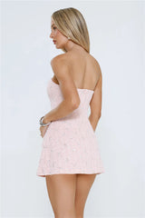 Rose Glow Strapless Mini Dress Pink