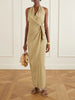 Mona halterneck linen and silk-blend maxi dress