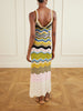 Scalloped striped crocheted cotton maxi dress