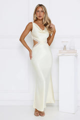 Metro Nights Satin Maxi Dress Yellow