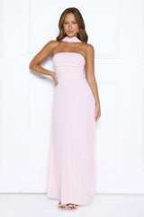 Sugar Babe Strapless Pleated Maxi Dress Pink