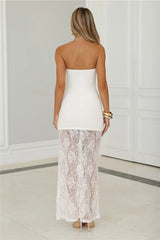 Polished Piece Strapless Lace Maxi Dress White