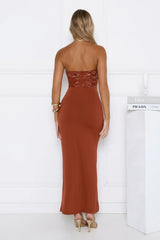 Signature Sleek Lace Strapless Maxi Dress Copper