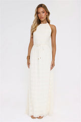 She Knows Energy Halter Maxi Dress Cream
