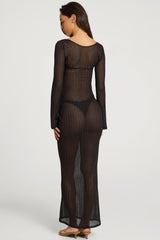 Open-Front Maxi Dress in Black