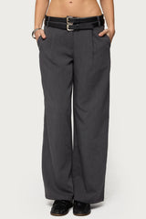 Andy Double Belt Straight Leg Tailored Pants