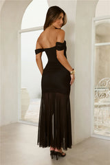 City Glow Up Off Shoulder Maxi Dress Black