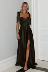 Considered Beauty Satin Maxi Dress Dark Green