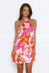 Garden Girl Moment Halter Mini Dress Pink