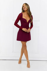 Style Unleashed Long Sleeve Mini Dress Burgundy