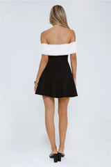Black Tie Brilliance Off Shoulder Faux Fur Mini Dress Black