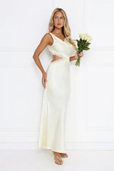 Metro Nights Satin Maxi Dress Yellow