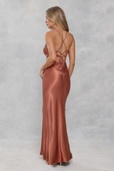 The Sophia Satin Maxi Dress Bronze