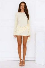 City Of Luxe Long Sleeve Knit Mini Dress Lemon