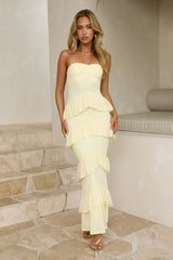 Paradise Found Tiered Maxi Dress Lemon