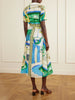 Belted printed silk and cotton-blend maxi dress