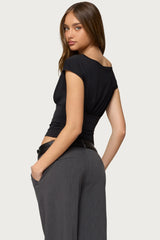 Leonah Ruched Boat Neck Top