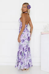 Sunset Flora Halter Maxi Dress Lilac
