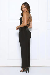 Low Key Luxe Halter Sequin Maxi Dress Black