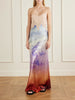 Adolphine printed lace-trimmed silk-satin maxi dress