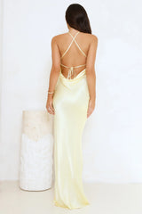 Piazza Nights Satin Maxi Dress Yellow