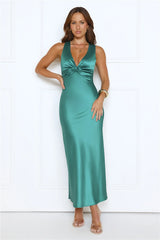 Best Yet Satin Maxi Dress Emerald
