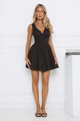 Be Mine Main Embroidered Mini Dress Black