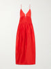 Embellished pleated linen and silk-blend maxi dress