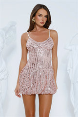 Twinkle All Night Sequin Mini Dress Pink