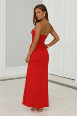 Seductive Spark Strapless Maxi Dress Red