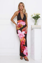 Soft Petal Energy Halter Maxi Dress Floral