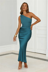 Starlit Darling Satin Maxi Dress Teal