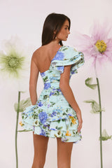 Secret Meadow One Shoulder Mini Dress Print