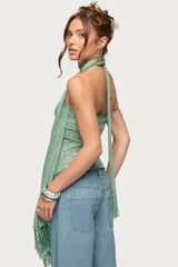 Two Piece Shiny Knit Scarf Top