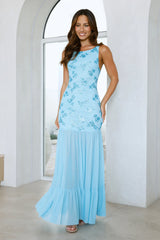 Champagne Secrets Embellished Maxi Dress Blue