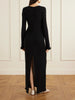 Gathered satin maxi dress