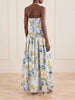 Montreal strapless pleated floral-print cotton-poplin maxi dress