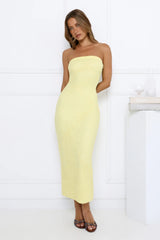 In Season Lace Strapless Maxi Dress Yellow