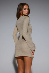 Aurora Luxe  Long Sleeve Mini Dress Gold