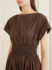 Shirred organic cotton-poplin maxi dress