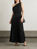Gwen one-shoulder asymmetric draped jersey-trimmed stretch-bamboo maxi dress