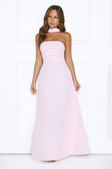 Sugar Babe Strapless Pleated Maxi Dress Pink